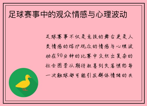 足球赛事中的观众情感与心理波动
